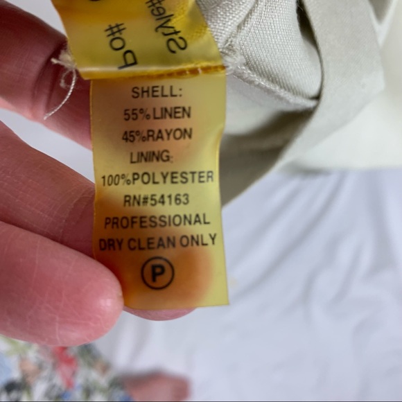 Calvin Klein VINTAGE Tan Linen Flutter-Sleeve Fit and Flare Dress Sz 12 - Picture 6 of 7